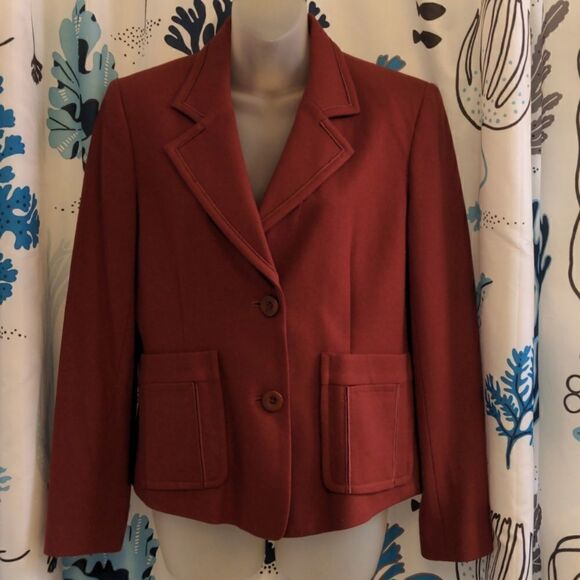 VTG 90s Harve Bernard Would Blend Rust Burnt Orange Blazer - Picture 1 of 13